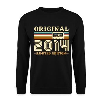 Original 2014 Jahrgang Geburtstag Geschenk - Unisex Pullover - Schwarz - Vorne - Alina (178cm) & Michal (187cm)
