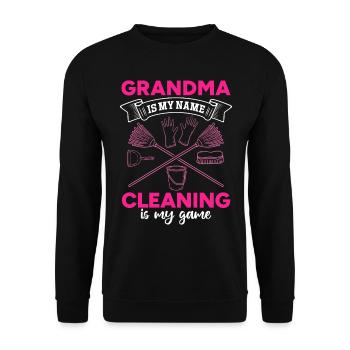 Grandma Is My Name Cleaning Is My Game - House Cle - Unisex Pullover - Schwarz - Vorne - Alina (178cm) & Michal (187cm)