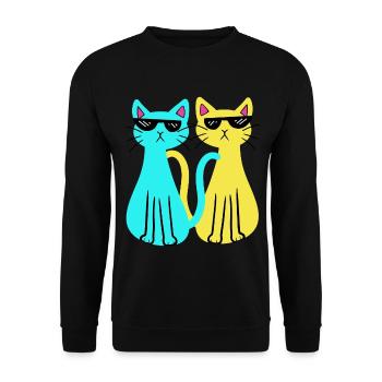 Ukraine Hauskatzen Katze Tierfreund Kind Meme Tier - Unisex Pullover - Schwarz - Vorne - Alina (178cm) & Michal (187cm)