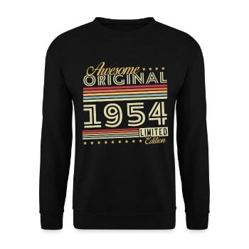 Original 1954 Jahrgang Geburtstag Geschenk - Unisex Pullover - Schwarz - Vorne - Alina (178cm) & Michal (187cm)