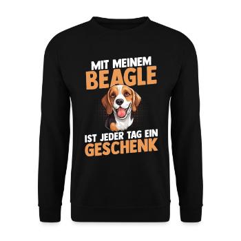 Hund Beagle - Unisex Pullover - Schwarz - Vorne - Alina (178cm) & Michal (187cm)