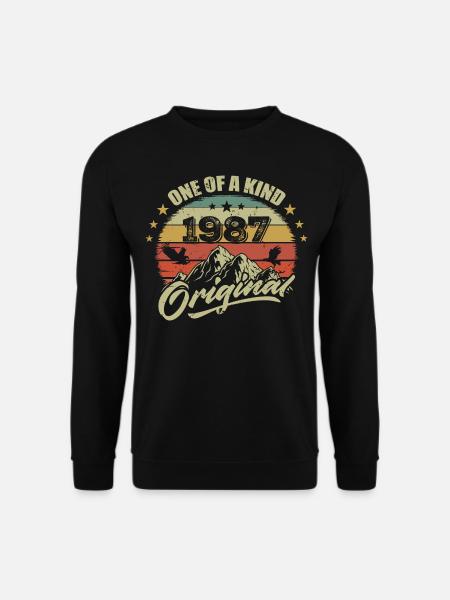 1987 Anniversaire vintage 1987 rétro né en 1987 - Sweat-shirt Unisexe - noir