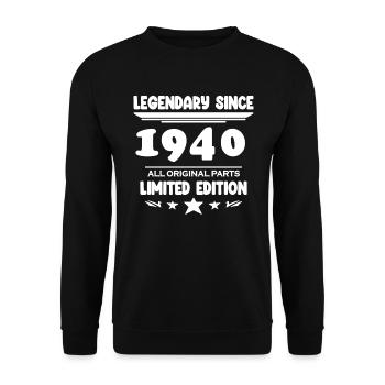 1940 - Jahrgang 1940 - Baujahr 1940 - Unisex Pullover - Schwarz - Vorne - Alina (178cm) & Michal (187cm)
