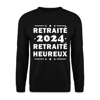 Happy Retiree 2024 Retirement Gift - Unisex Sweatshirt - black - Front - Alina (178cm) & Michal (187cm)