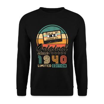 Original 1940 Retro Vintage Jahrgang Geburtstag - Unisex Pullover - Schwarz - Vorne - Alina (178cm) & Michal (187cm)
