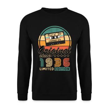 Vintage Geburtstagsfreude 1936 - Unisex Pullover - Schwarz - Vorne - Alina (178cm) & Michal (187cm)