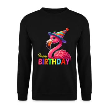 Geburtstag Flamingo Geschenk Party Spaß lustig - Unisex Pullover - Schwarz - Vorne - Alina (178cm) & Michal (187cm)