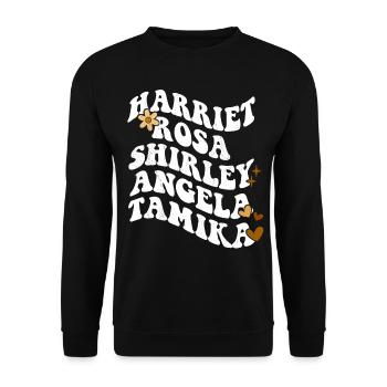 Rétro Groovy Pride Harriet Rosa Shirley Angela - Sweat-shirt Unisexe - noir - Devant - Alina (178cm) & Michal (187cm)