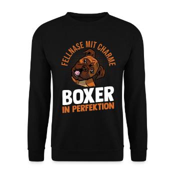 Dog German Boxer - Unisex Sweatshirt - black - Front - Alina (178cm) & Michal (187cm)