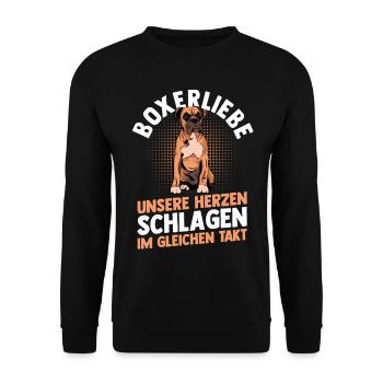 Dog German Boxer - Unisex Sweatshirt - black - Front - Alina (178cm) & Michal (187cm)