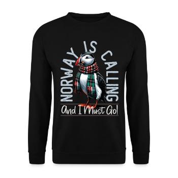 Norvège, Macareux, La Norvège vous appelle - Sweat-shirt Unisexe - noir - Devant - Alina (178cm) & Michal (187cm)