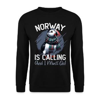 Norvège, Macareux, La Norvège vous appelle - Sweat-shirt Unisexe - noir - Devant - Alina (178cm) & Michal (187cm)