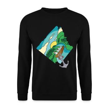 Oma Huhn Boot Bach runter Fantasy Geflügel Ausflug - Unisex Pullover - Schwarz - Vorne - Alina (178cm) & Michal (187cm)