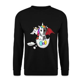 Baby Unicorn Birth Angel Devil Satanic Egg - Unisex Sweatshirt - black - Front - Alina (178cm) & Michal (187cm)