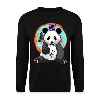 Asia Panda Bear Hat Wildlife Kids China Kid - Unisex Sweatshirt - black - Front - Alina (178cm) & Michal (187cm)
