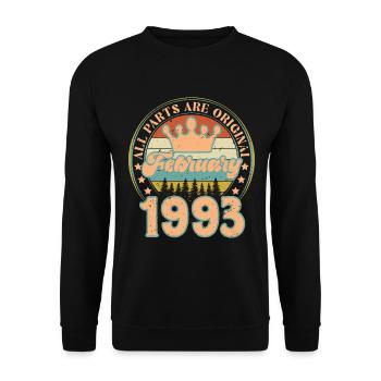 Février 1993. Cadeau d’anniversaire février 1993. - Sweat-shirt Unisexe - noir - Devant - Alina (178cm) & Michal (187cm)