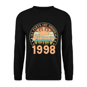 Février 1998. Cadeau d’anniversaire février 1998. - Sweat-shirt Unisexe - noir - Devant - Alina (178cm) & Michal (187cm)