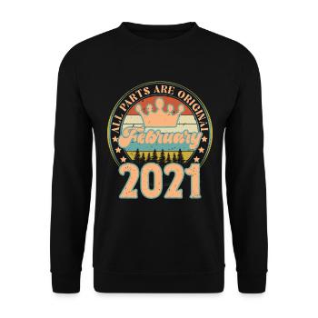 Février 2021. Cadeau d’anniversaire février 2021. - Sweat-shirt Unisexe - noir - Devant - Alina (178cm) & Michal (187cm)