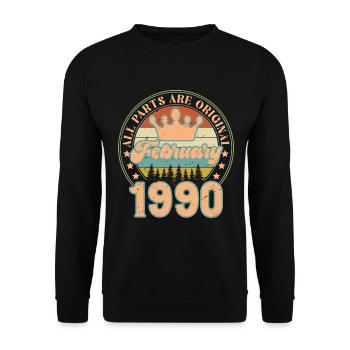Février 1990. Cadeau d’anniversaire février 1990. - Sweat-shirt Unisexe - noir - Devant - Alina (178cm) & Michal (187cm)
