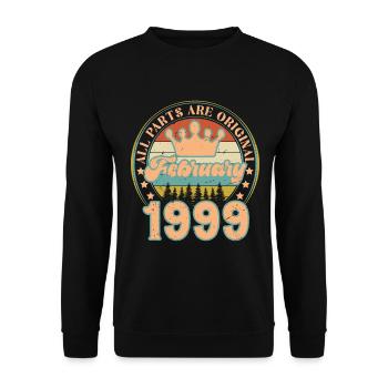 Février 1999. Cadeau d’anniversaire février 1999. - Sweat-shirt Unisexe - noir - Devant - Alina (178cm) & Michal (187cm)