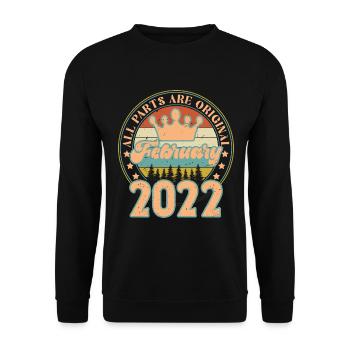 Février 2022. Cadeau d’anniversaire février 2022. - Sweat-shirt Unisexe - noir - Devant - Alina (178cm) & Michal (187cm)