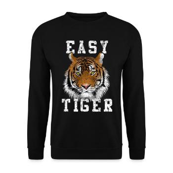 Einfacher Tiger - Unisex Pullover - Schwarz - Vorne - Alina (178cm) & Michal (187cm)