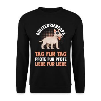 Hund Hundepapa Vater Bullterrierpapa Bullterrier - Unisex Pullover - Schwarz - Vorne - Alina (178cm) & Michal (187cm)