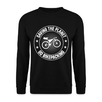 Gravel Bike Bikepacker - Saving The Planet Go Bike - Unisex Sweatshirt - black - Front - Alina (178cm) & Michal (187cm)