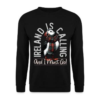 Ireland, Puffin, Ireland Is Calling - Unisex Sweatshirt - black - Front - Alina (178cm) & Michal (187cm)