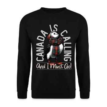 Canada, Puffins, Canada Is Calling - Unisex Sweatshirt - black - Front - Alina (178cm) & Michal (187cm)
