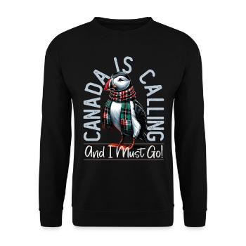Canada, Puffins, Canada Is Calling - Unisex Sweatshirt - black - Front - Alina (178cm) & Michal (187cm)