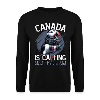 Canada, Puffins, Canada Is Calling - Unisex Sweatshirt - black - Front - Alina (178cm) & Michal (187cm)