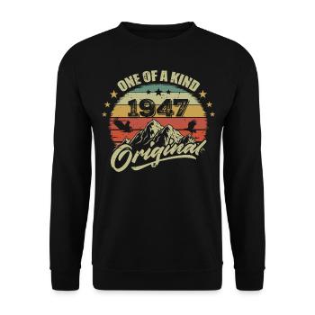 1947 Vintage Geburtstag 1947 Retro Jahrgang 1947 - Unisex Pullover - Schwarz - Vorne - Alina (178cm) & Michal (187cm)