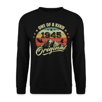 1945 Anniversaire vintage 1945 rétro né en 1945 - Sweat-shirt Unisexe - noir - Devant - Alina (178cm) & Michal (187cm)