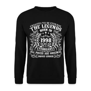Février 1998 anniversaire 1998 Février année - Sweat-shirt Unisexe - noir - Devant - Alina (178cm) & Michal (187cm)