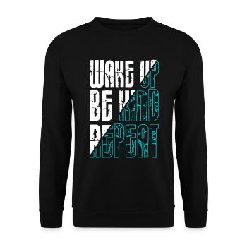 Wake up be Kind repeat - Unisex Pullover - Schwarz - Vorne - Alina (178cm) & Michal (187cm)