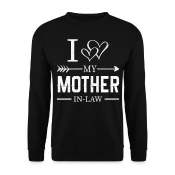I Love My Mother in Low Son in Law Gifts - Unisex Pullover - Schwarz - Vorne - Alina (178cm) & Michal (187cm)