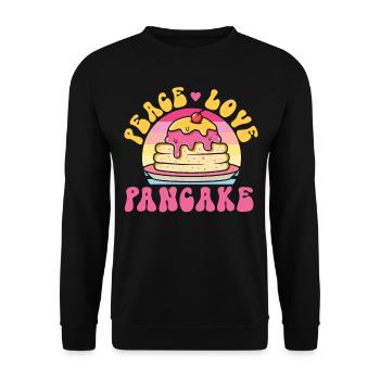 Pancake Lover Kids Girl Peace Love - Unisex Pullover - Schwarz - Vorne - Alina (178cm) & Michal (187cm)