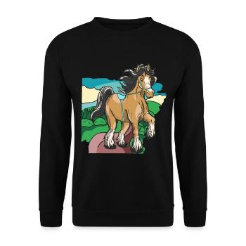 cheval, équitation, cavalier, cavalier, enfant, poney, cheval, cheval - Sweat-shirt Unisexe - noir - Devant - Alina (178cm) & Michal (187cm)