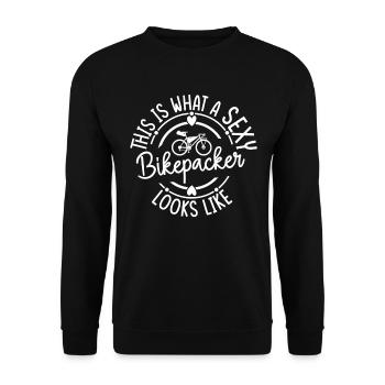 This Is What A Sexy Bikepacker Looks Like - Sexy B - Unisex Pullover - Schwarz - Vorne - Alina (178cm) & Michal (187cm)