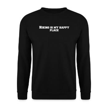 Wandern - Hiking is my happy place - Unisex Pullover - Schwarz - Vorne - Alina (178cm) & Michal (187cm)