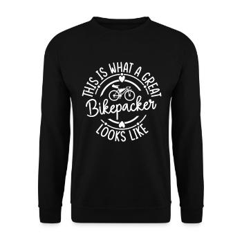 This Is What A Great Bikepacker Looks Like - Funny - Unisex Pullover - Schwarz - Vorne - Alina (178cm) & Michal (187cm)