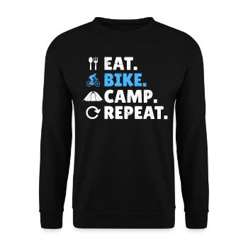 Manger. Vélo. Camp. Répéter. - Vélo de gravier Bikepacking - Sweat-shirt Unisexe - noir - Devant - Alina (178cm) & Michal (187cm)