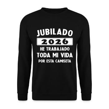 Im Jahr 2026 im Ruhestand / Im Ruhestand 2026 Humor-Geschenk - Unisex Pullover - Schwarz - Vorne - Alina (178cm) & Michal (187cm)