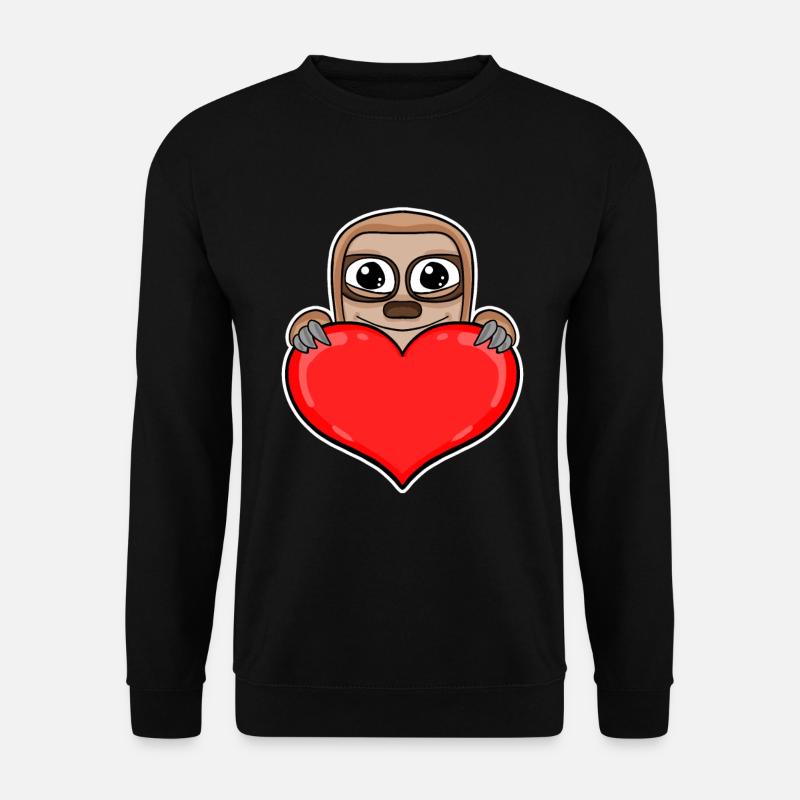 Sloth Heart Romantic - Unisex Sweatshirt - black