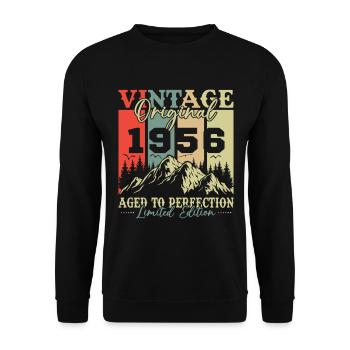 Original 1956 Vintage Geburtstag Retro - Unisex Pullover - Schwarz - Vorne - Alina (178cm) & Michal (187cm)