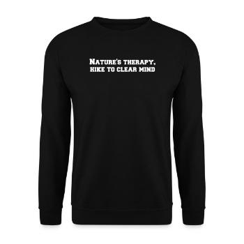 Wandern - Nature's therapy, hike to clear mind - Unisex Pullover - Schwarz - Vorne - Alina (178cm) & Michal (187cm)