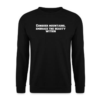 Wandern - Conquer mountains, embrace the beauty - Unisex Pullover - Schwarz - Vorne - Alina (178cm) & Michal (187cm)