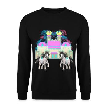 Castle Fairy Tale Knight Horse King Middle Ages - Unisex Sweatshirt - black - Front - Alina (178cm) & Michal (187cm)