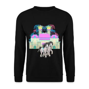 castle, fairy tale, horse, royalty, king, middle ages - Unisex Sweatshirt - black - Front - Alina (178cm) & Michal (187cm)